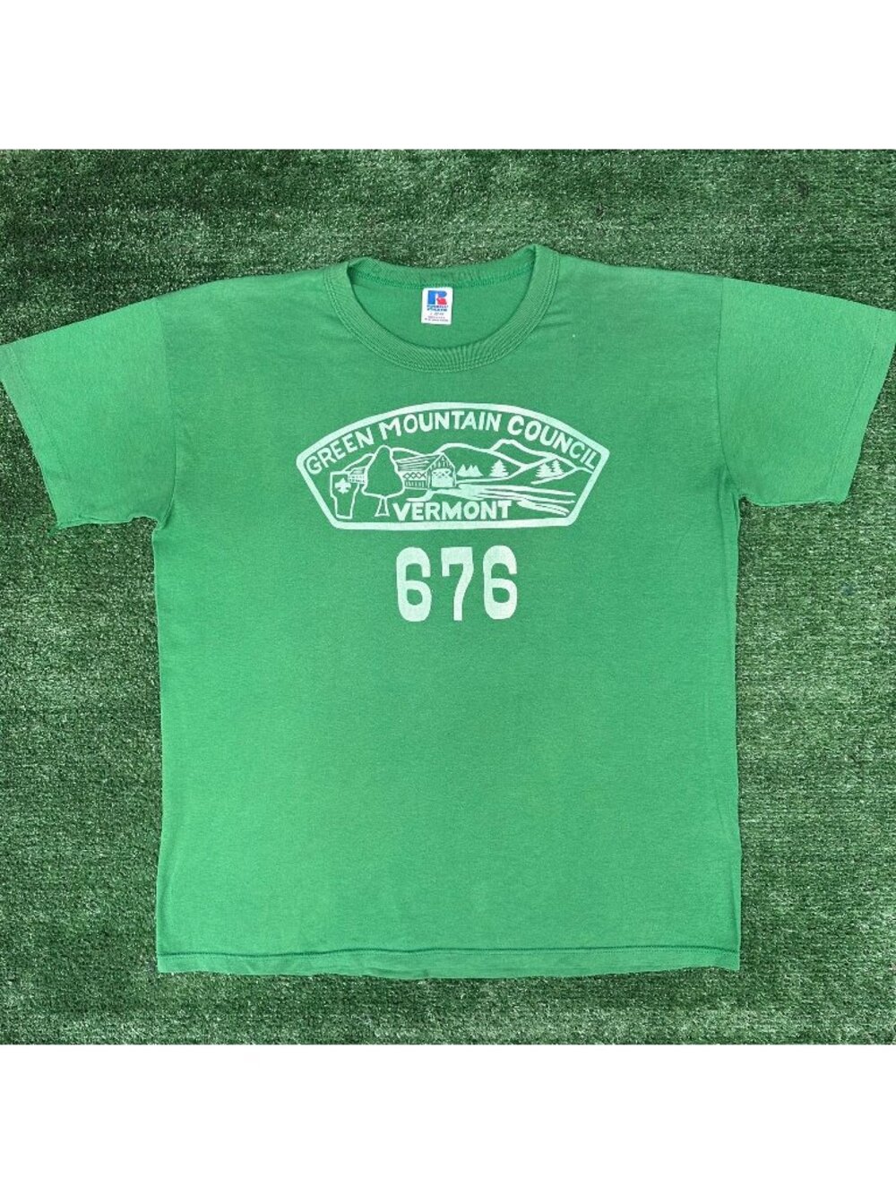Vintage 80s Green Mountains Vermont T-Shirt Green L Single Stitch Outdoor Hiking